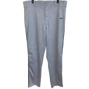 Nike Men's Softball Pants XL Gray Solid Logo 100% Polyester High-Rise Pockets